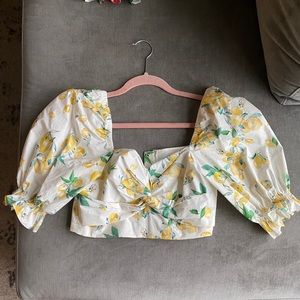 H&M Lemon Puff Sleeve Crop Top